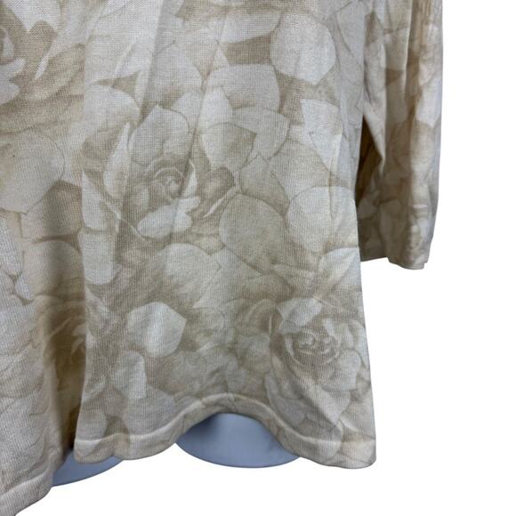 J Jill Silk Cotton Cashmere Blend Beige Ivory Floral Lightweight Sweater sz XL - Picture 7 of 16